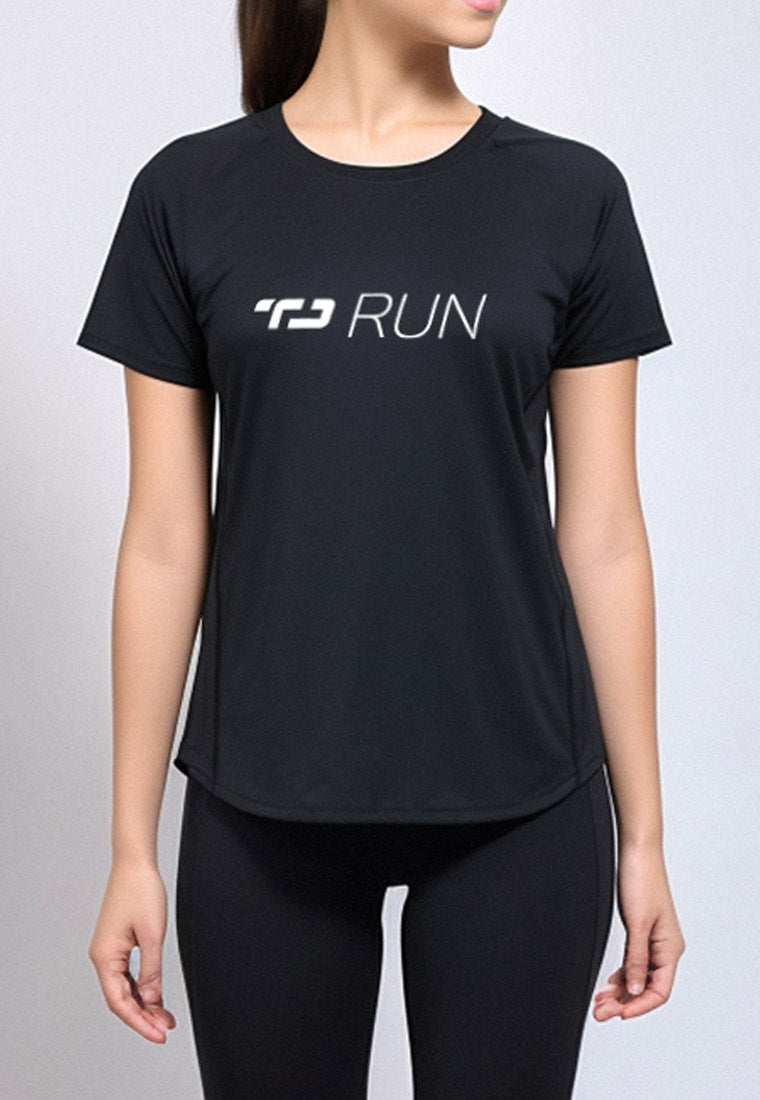 Td Active LSA98 kaos olahraga wanita lari lengan pendek instadry running jogging hitam