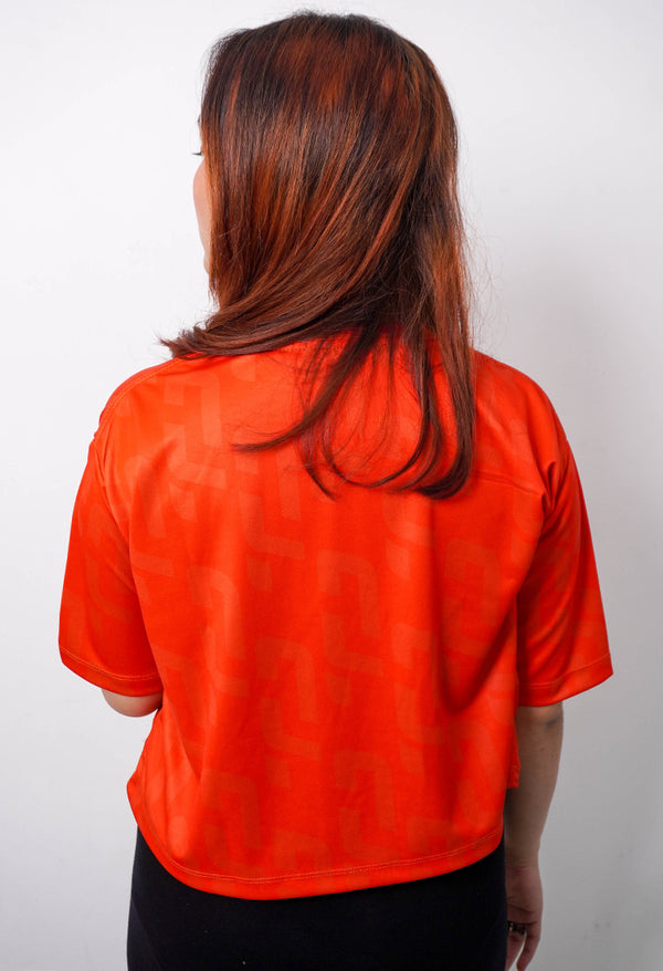 Td Active LSB17 baju crop zumba wanita quickdry fullprint orange
