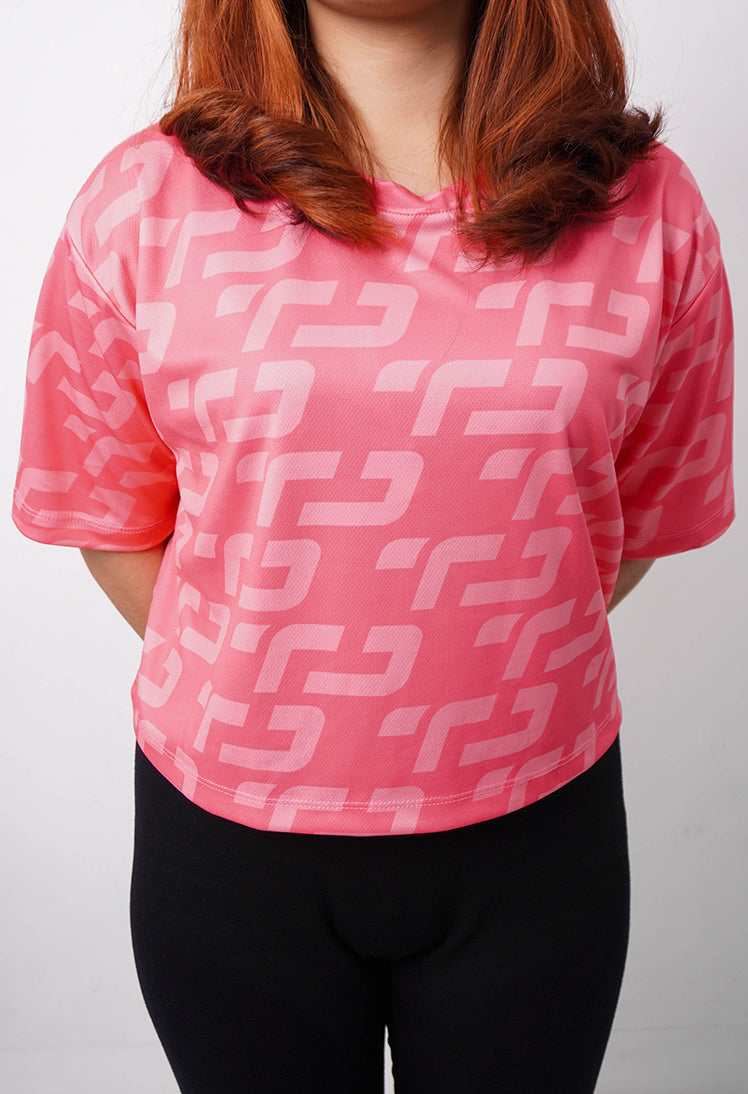 Td Active LSB20 baju crop zumba wanita quickdry fullprint pink