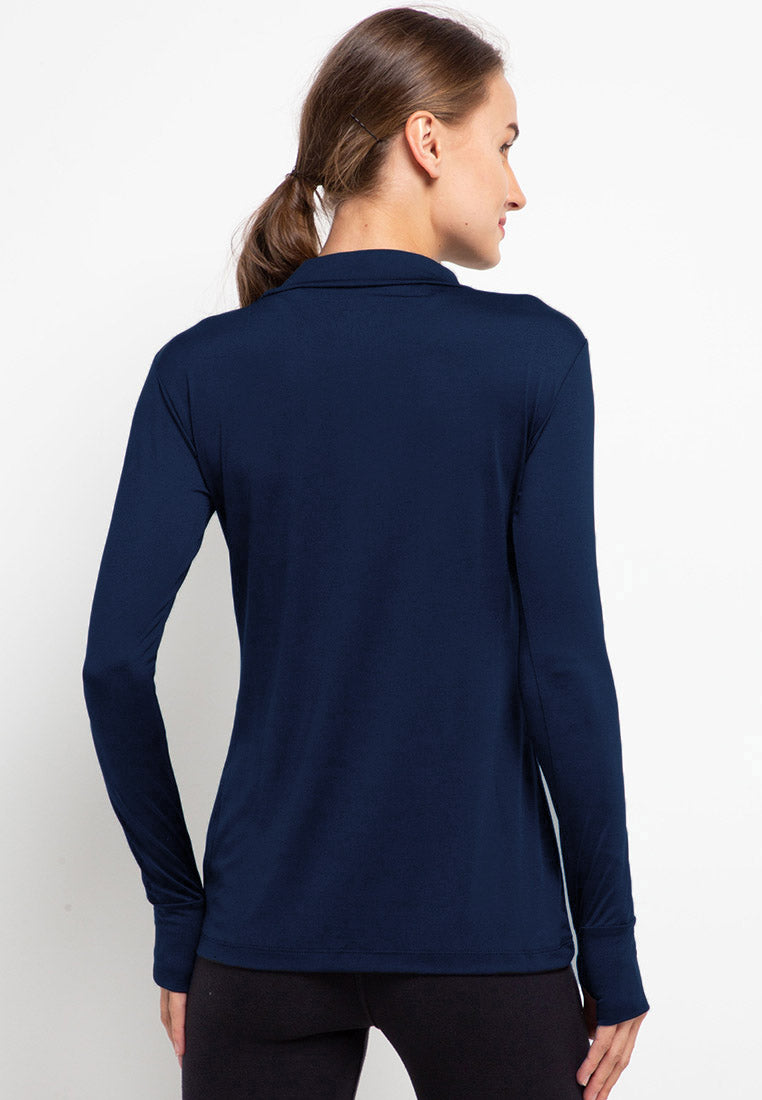 LSB44 Sport inner td active polos thumbhole kaos olahraga wanita navy