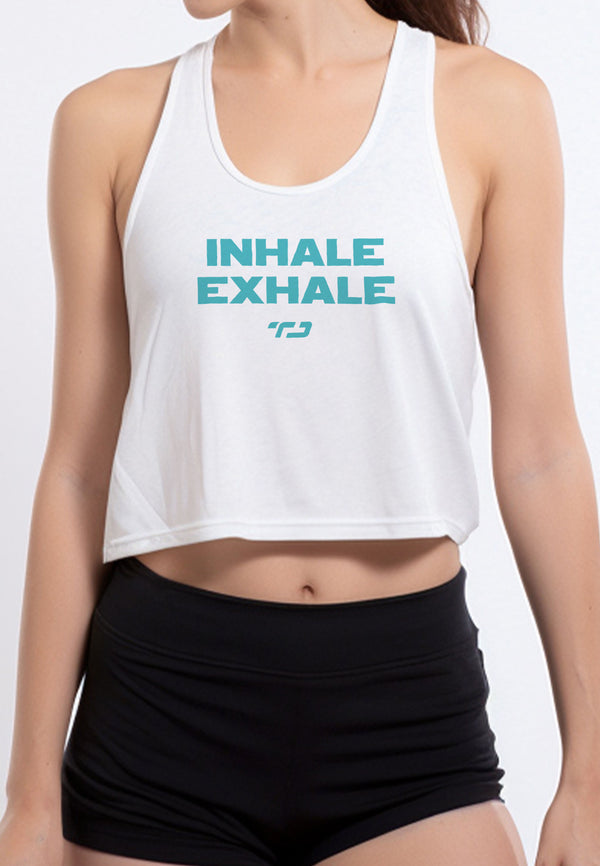 LSB45 tengtop tanktop tangtop olahraga gym running lari zumba tanpa busa tanpa bra UAT putih "inhale exhale" putih