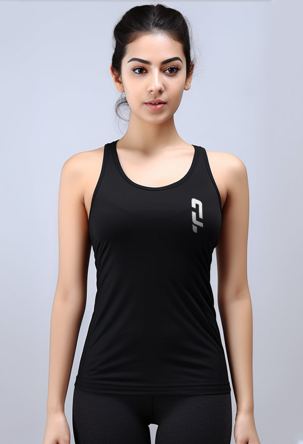 LSB66 tank top kutung wanita dri fit sleeveless gym running olahraga "td dakir ver" hitam