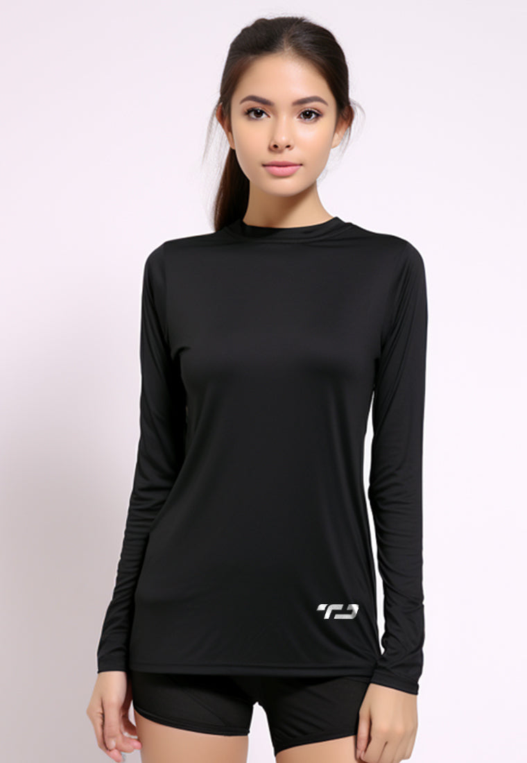 LSB75 baju olahraga drifit tangan panjang wanita hitam inner sport 