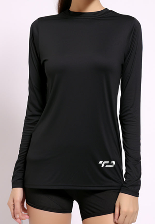 LSB75 baju olahraga drifit tangan panjang wanita hitam inner sport "td waist" black