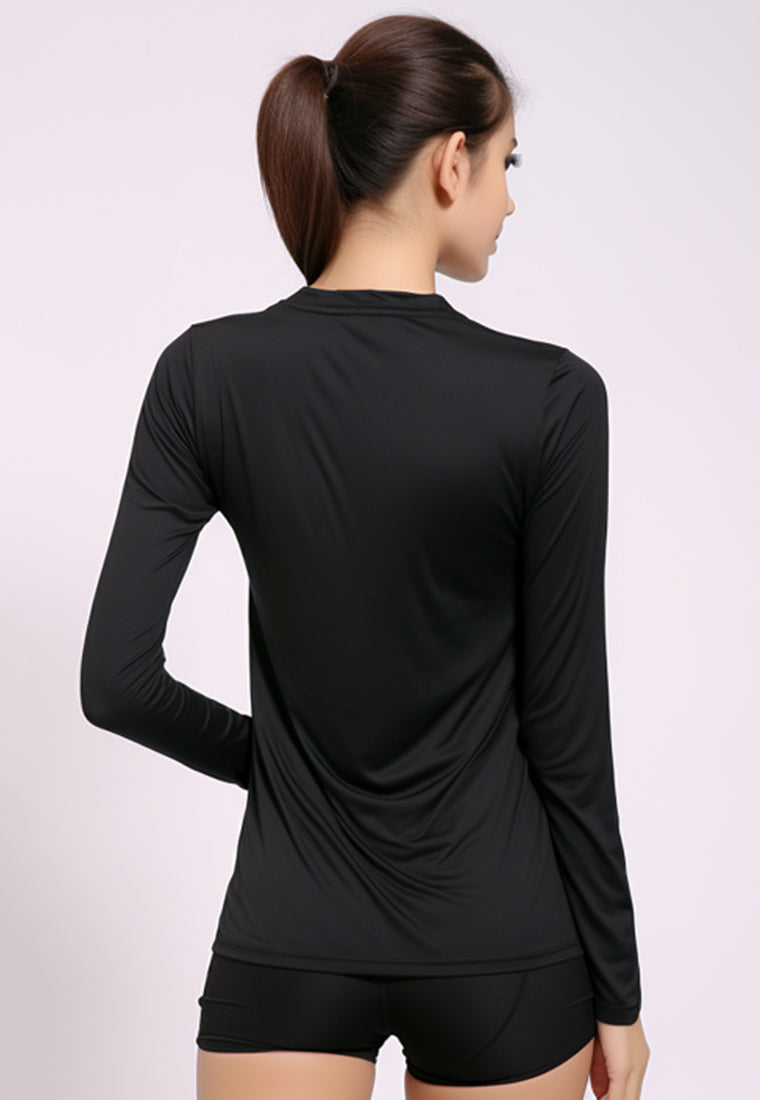 LSB75 baju olahraga drifit tangan panjang wanita hitam inner sport 