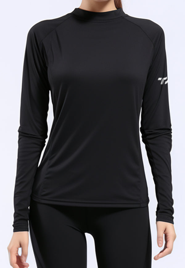 LSB76 baju olahraga drifit tangan panjang wanita hitam inner sport "td delts" black