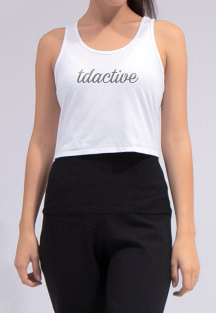 LSB77 kaos tank top putih crop olahraga sport gym yoga UAT "tdactive feminime" white putih