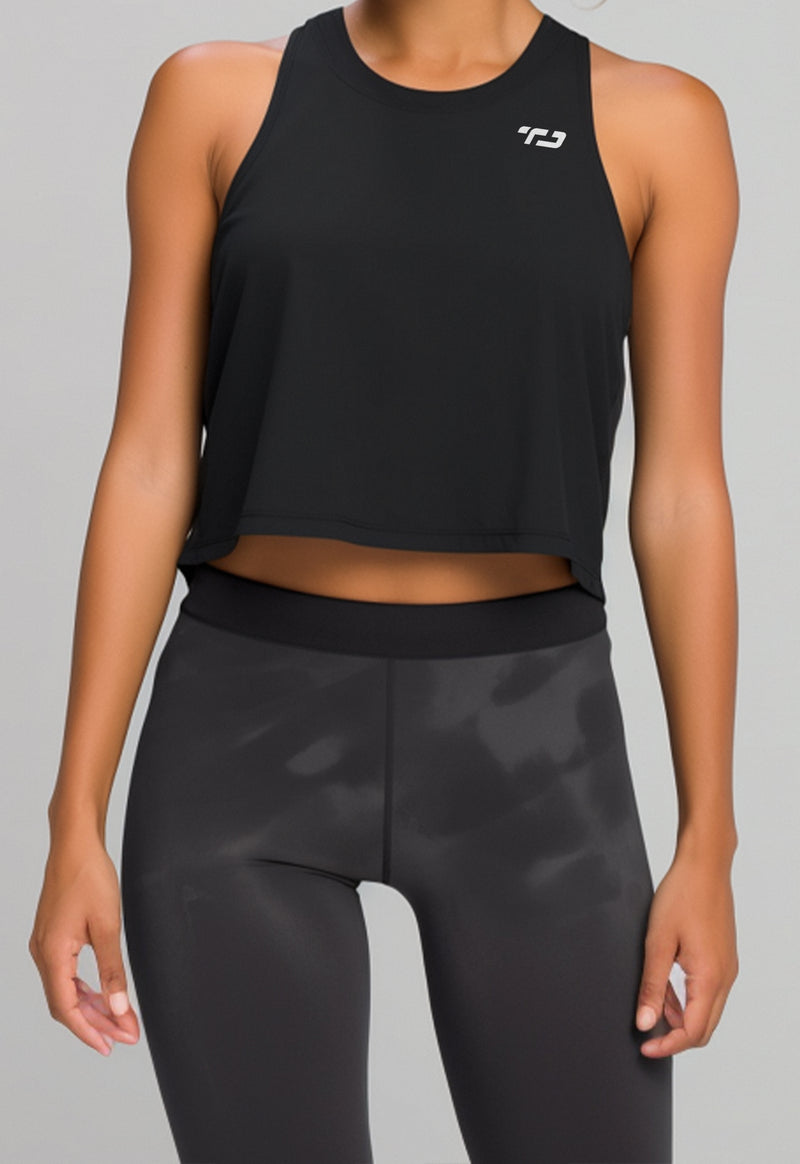 LSB91 crop tank top olahraga gym hitam nanoamid "tdactive collar bone" hitam