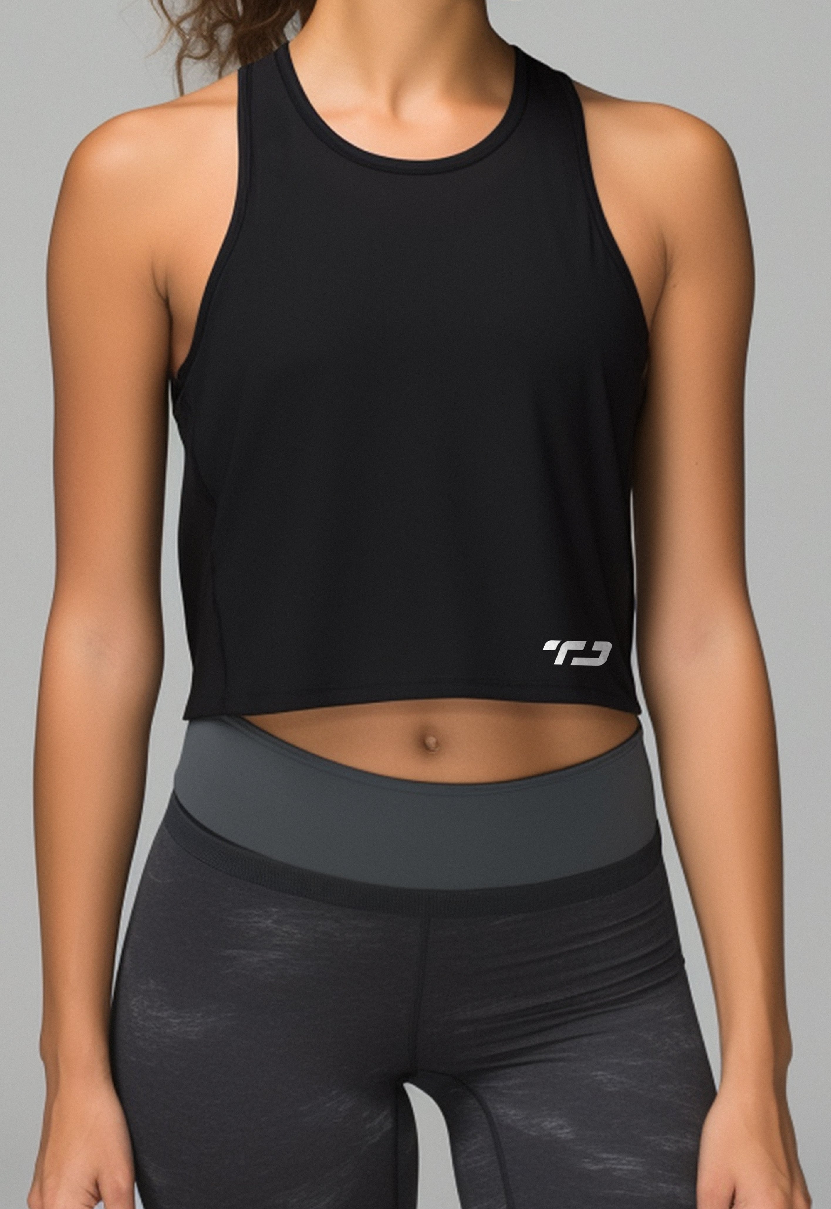 LSB92 Crop Tank Top Olahraga Gym Hitam nanoamid 