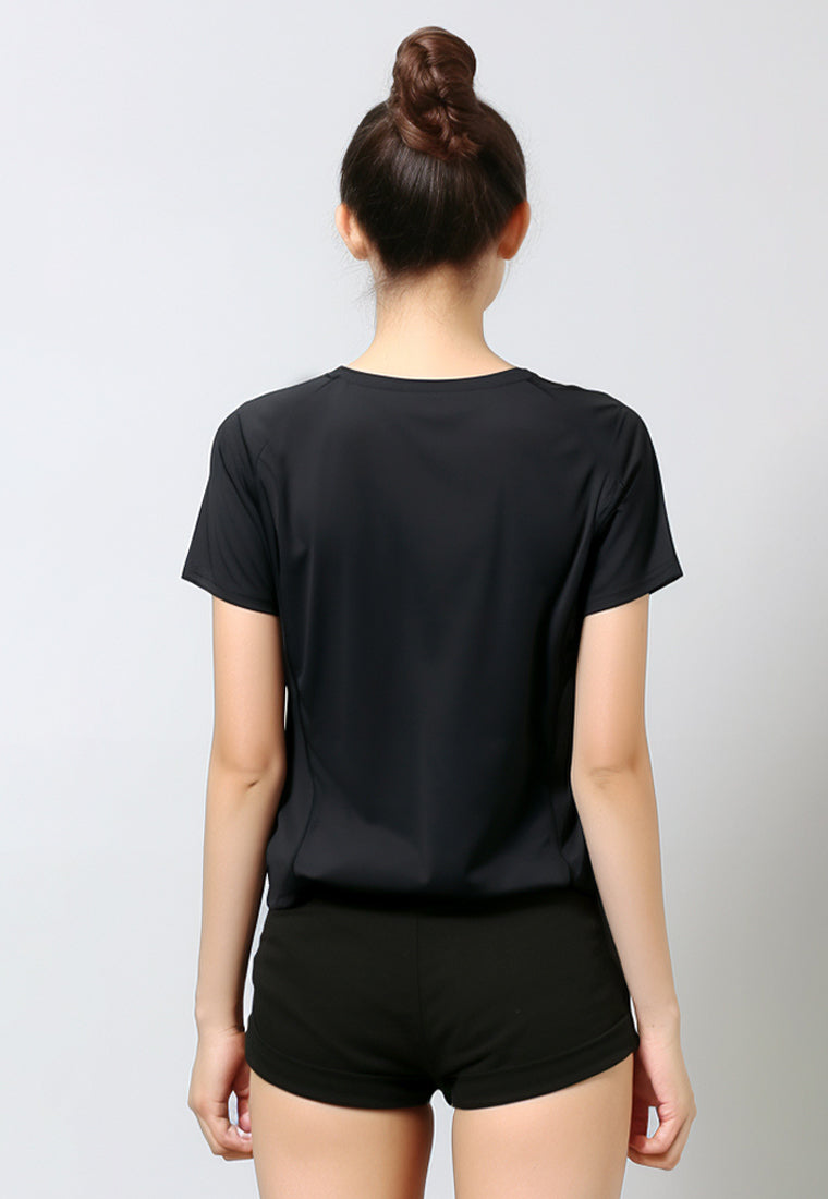 LSC24 Kaos Lari Wanita Lengan Pendek instadry "td bolt logo kecil" hitam