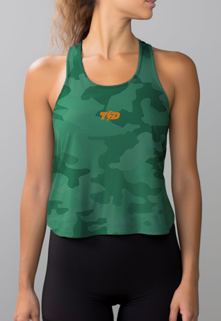 LSC64 Crop Tank Top Olahraga Camo SuperAirDry Lite Warna Hijau Fuji Green