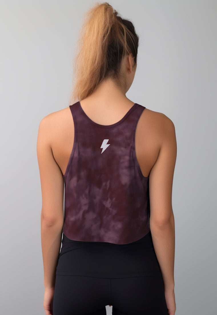 LSD38 Tanktop Crop Gym Weight Lifting "tie dye maroon" superairdrylite