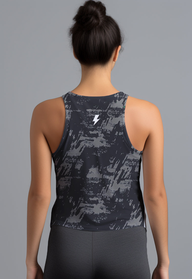 LSD48 Tanktop Crop Gym "GREY BRUSH abstrak" superairdrylite