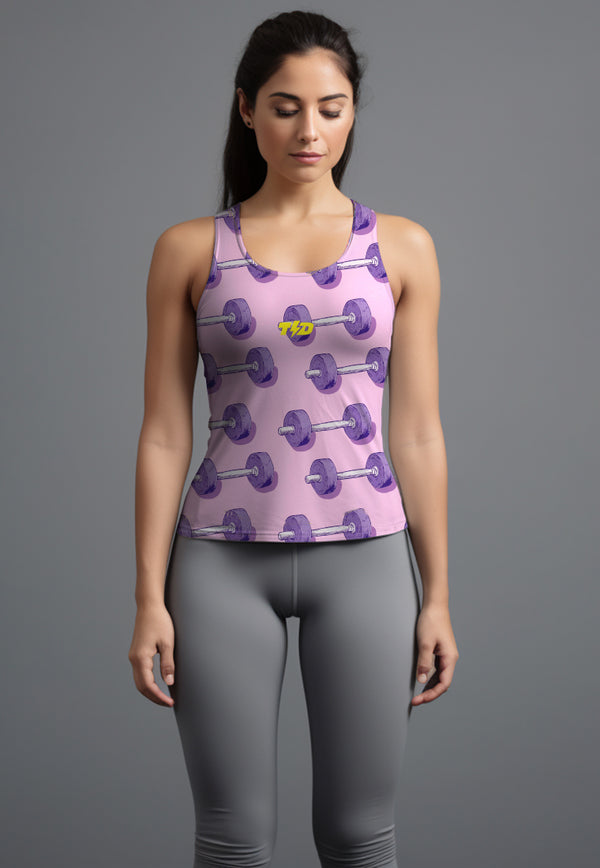 LSD52 Tanktop Gym  Crop Wanita Airdrylite "dumbbells" pink
