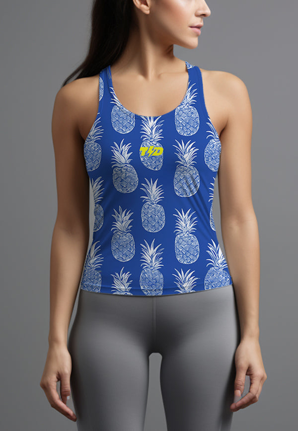 LSD53 Tanktop Gym  Crop Wanita Airdrylite "pineapple" biru