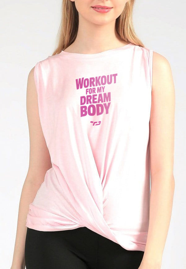 LSD56 Kaos Tank Top Yoga "workout for my dream body" pink