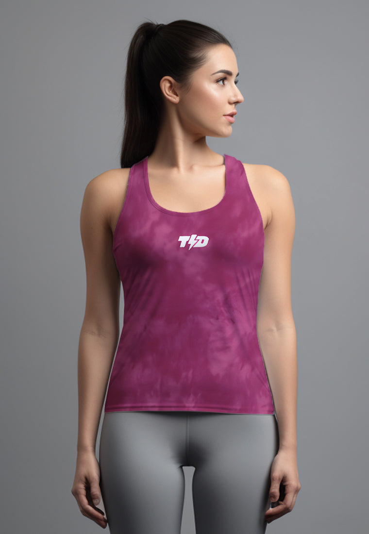 LSD58 Crop Tank Top olahraga Tie Dye Pink SuperAirDry Lite