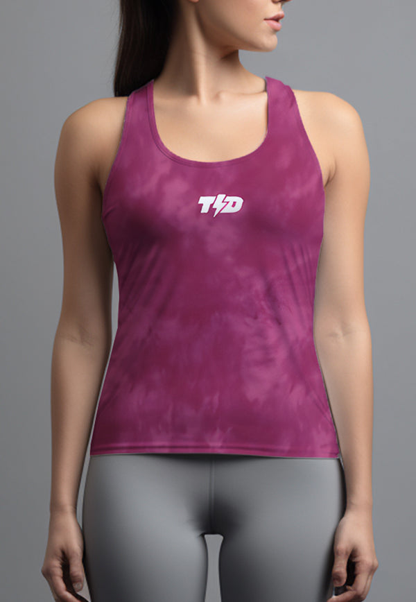 LSD58 Crop Tank Top olahraga Tie Dye Pink SuperAirDry Lite