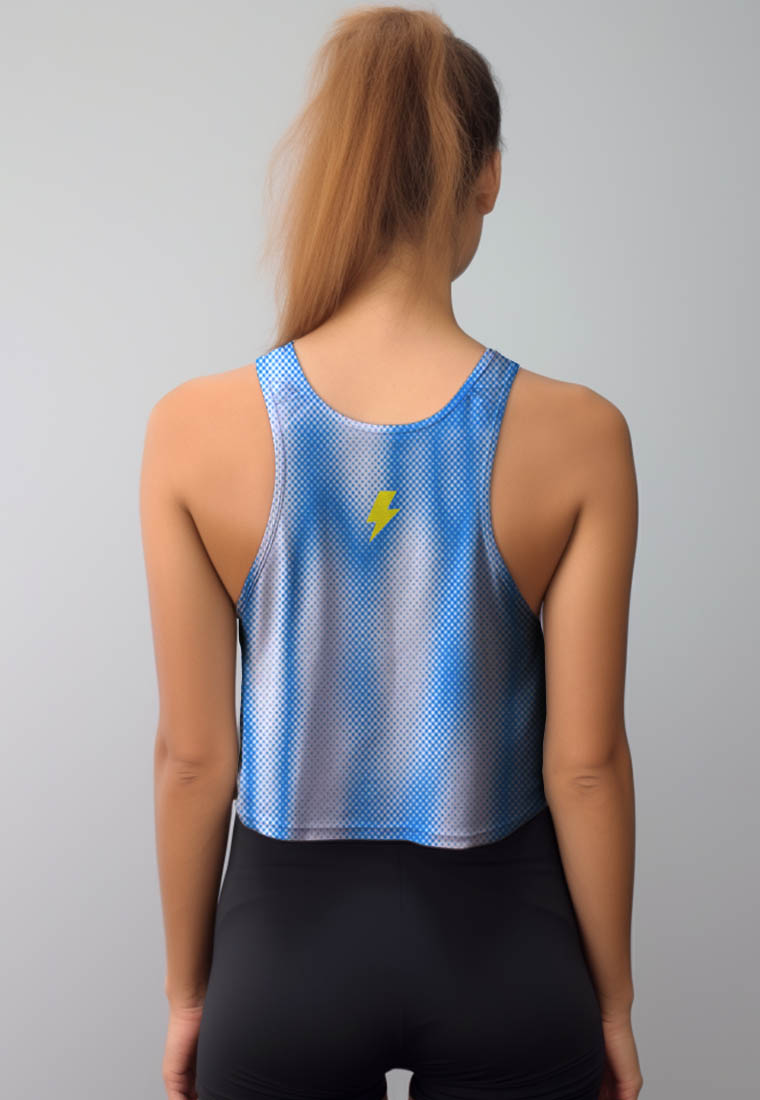 LSD64 Singlet Running Wanita Crop alien electric biru airdrylite