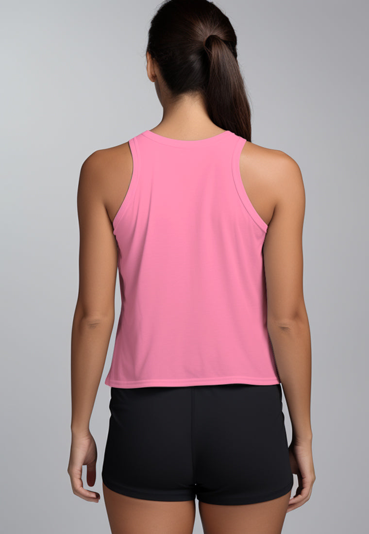 LSD67 Kaos Kutung Tank Top Crop Wanita Olahraga "every workout counts" pink