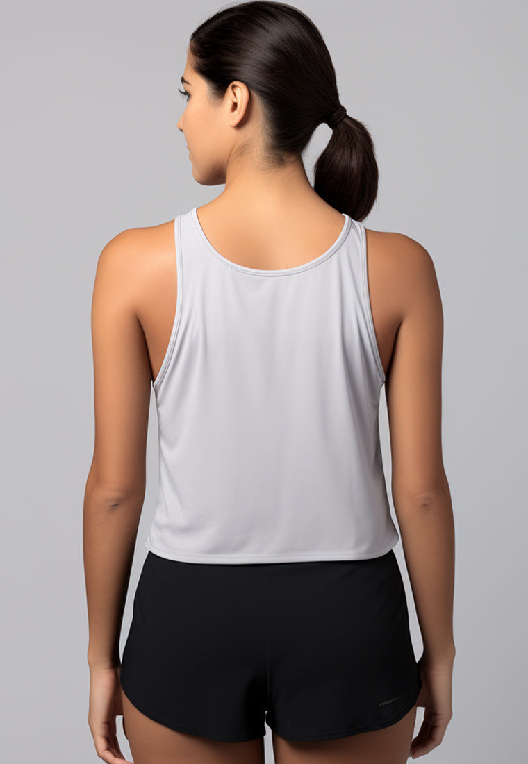 LSD68 Kaos Kutung Tank Top Crop Wanita Olahraga "every workout counts" putih