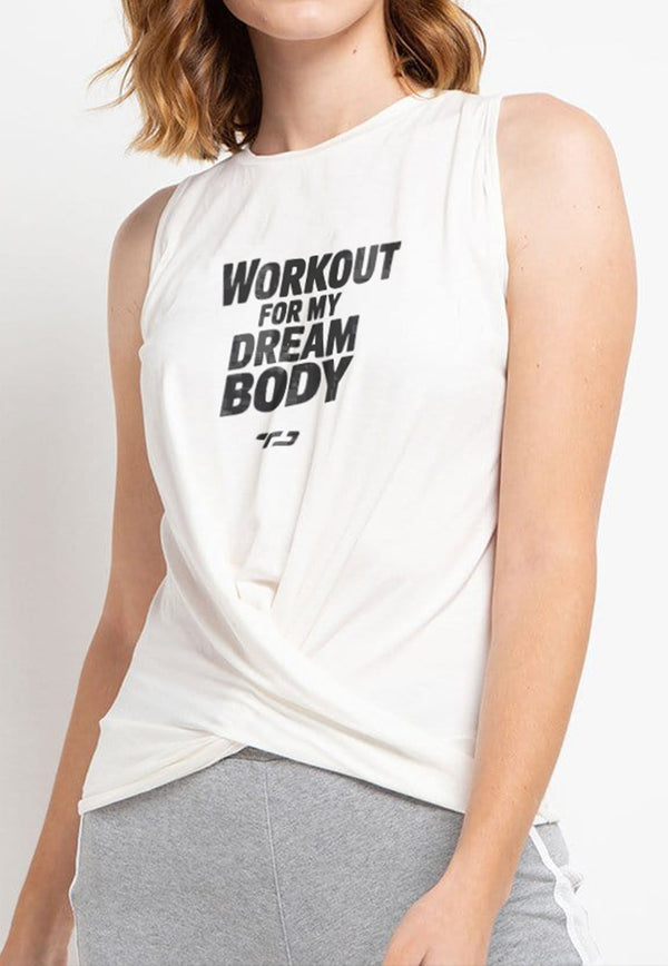 LSD69 atasan yoga instacool "workout for dream body" putih