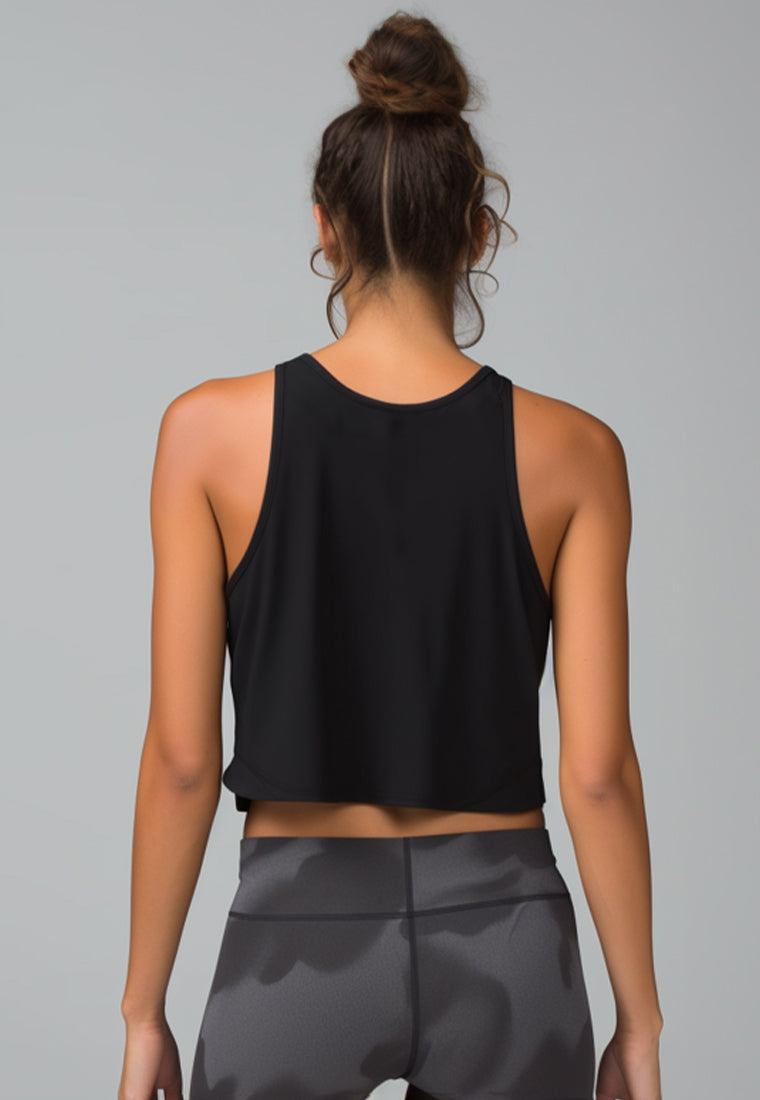 LSD70 crop tank olahraga anti bau stretch "work it" hitam