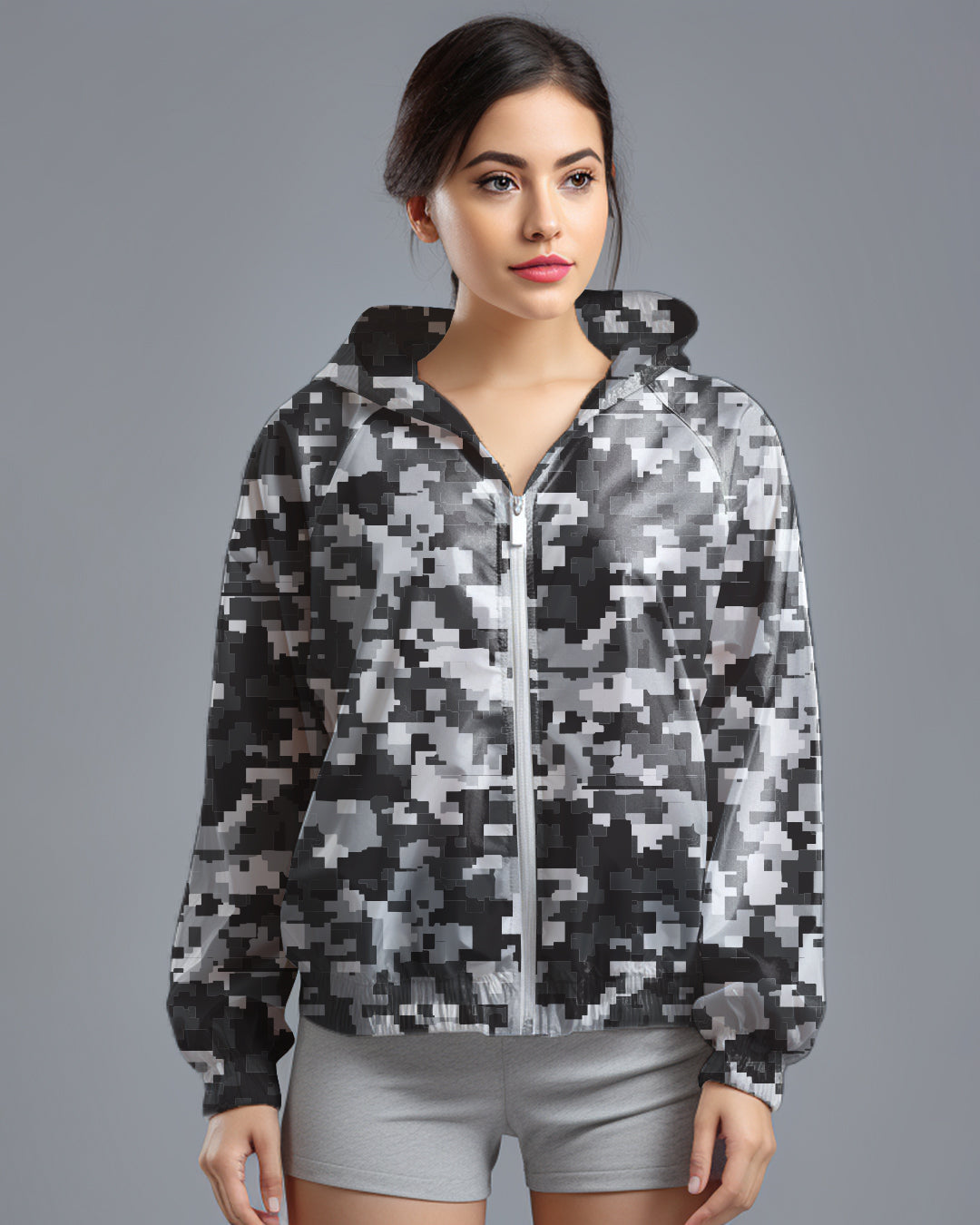 LSD72 Jaket Lari Olahraga Wanita Parasut motif 