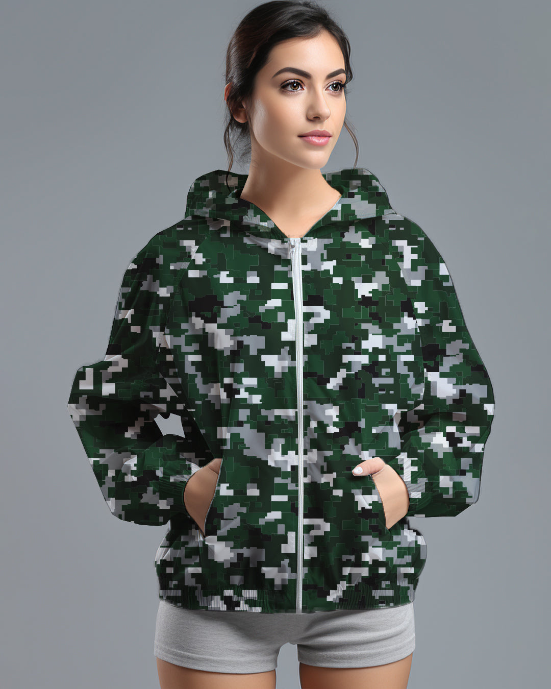 LSD73 Jaket Lari Olahraga Wanita Parasut motif 