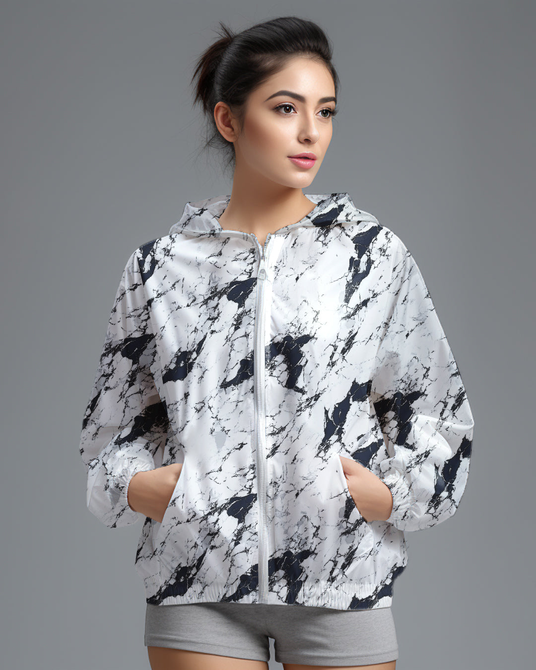 LSD74 Jaket Lari Olahraga Wanita Parasut motif 