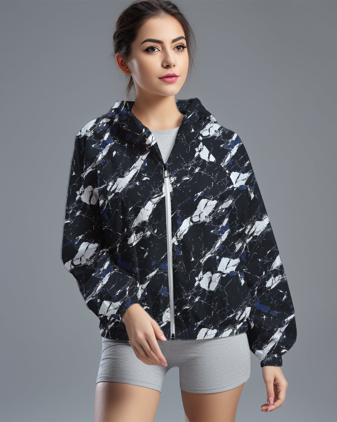 LSD75 Jaket Lari Olahraga Wanita Parasut motif 