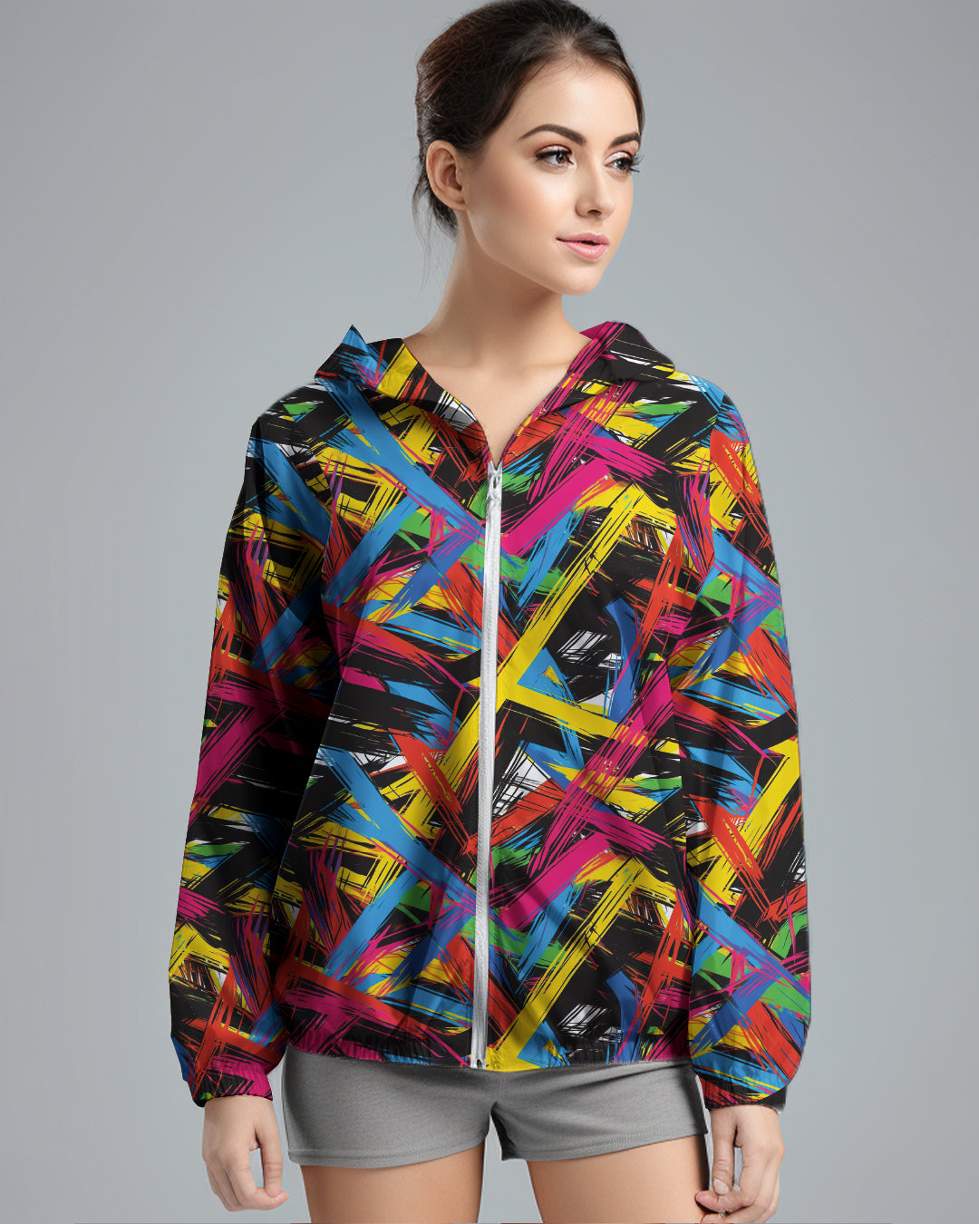 LSD77 Jaket Lari Olahraga Wanita Parasut motif 