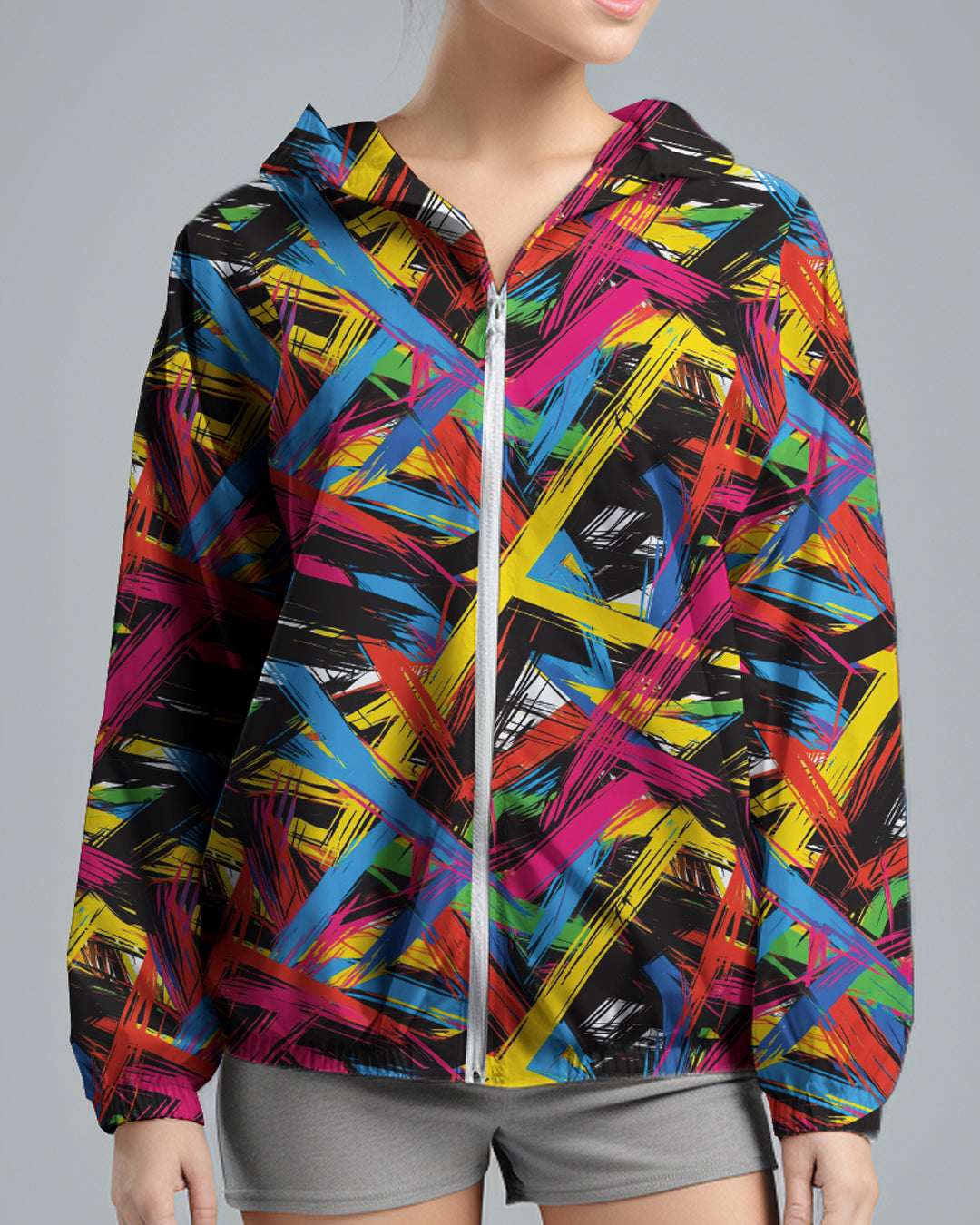 LSD77 Jaket Lari Olahraga Wanita Parasut motif 