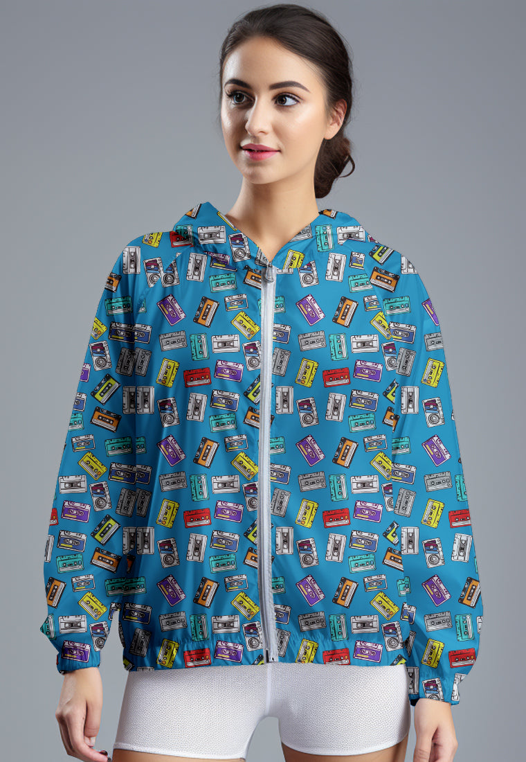 LSD80 Jaket Lari Olahraga Wanita Parasut motif 