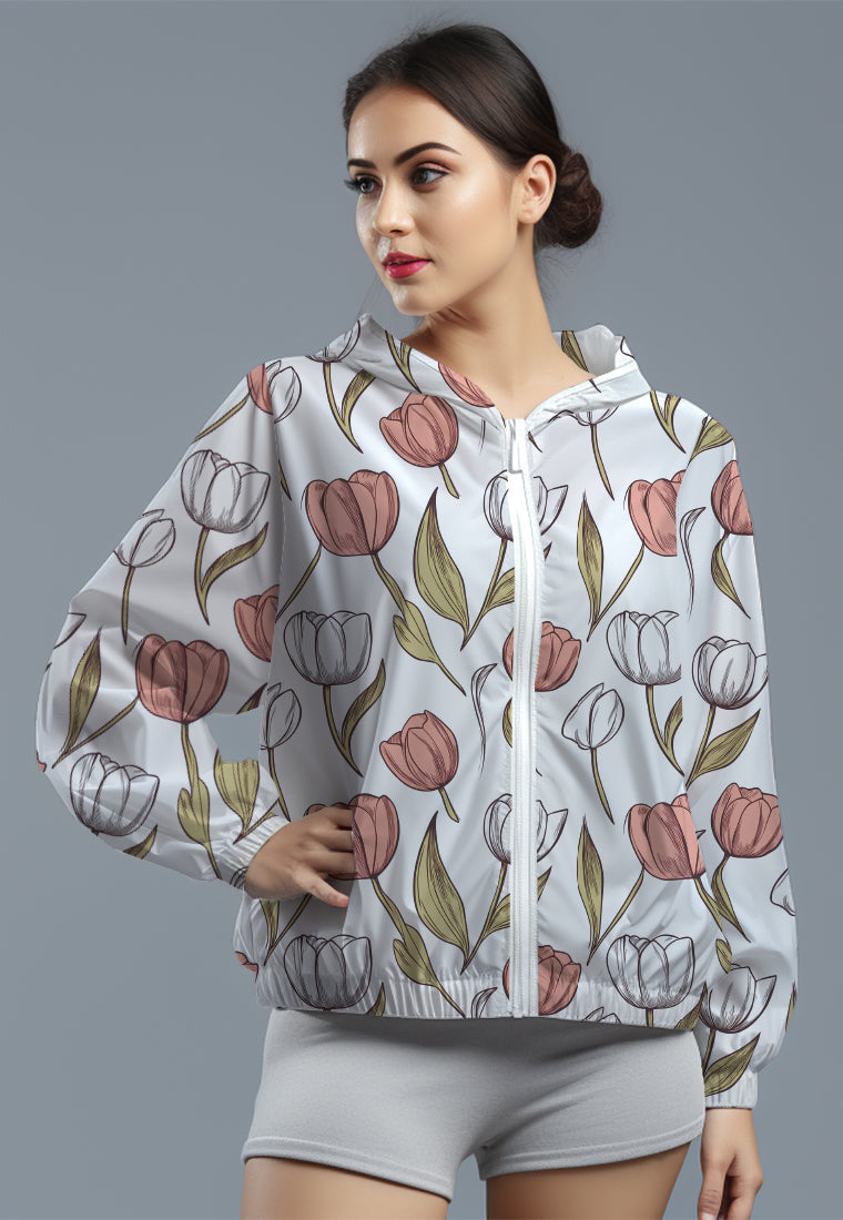 LSD82 jaket lari wanita parasut motif 