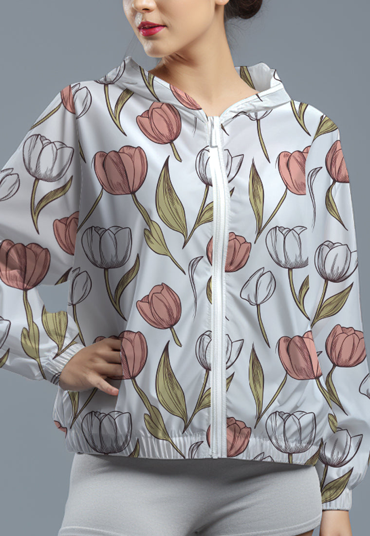 LSD82 jaket lari wanita parasut motif 