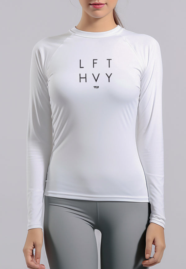 LSD83 Kaos Lengan Panjang Gym "lft hvy" putih
