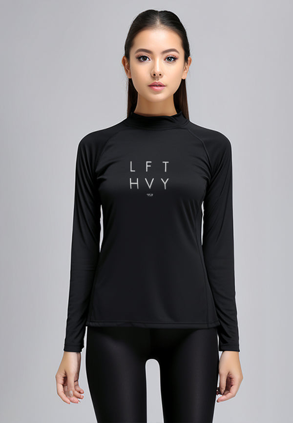 LSD84 Kaos Lengan Panjang Gym "lft hvy" hitam