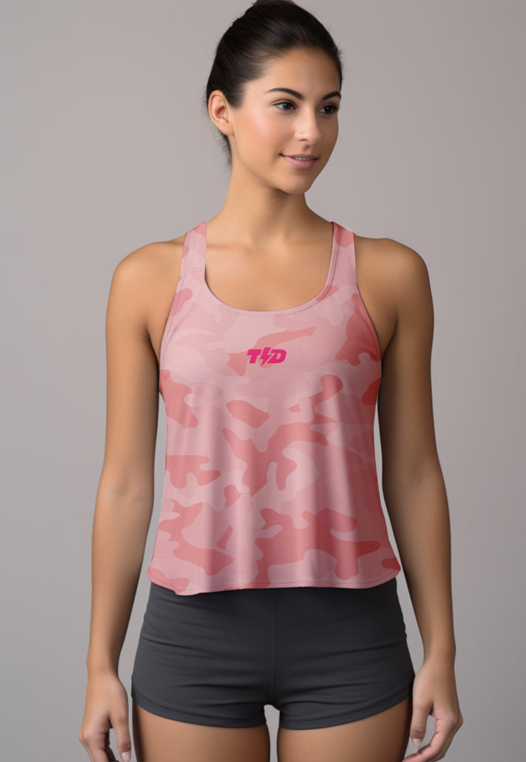 LSD90 Crop Tank Top Gym Olahraga Lari peach pink camo Td Bolt