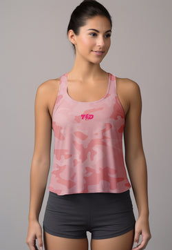 LSD90 Crop Tank Top Gym Olahraga Lari peach pink camo Td Bolt
