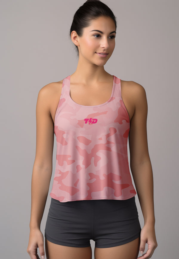 LSD90 Crop Tank Top Gym Olahraga Lari peach pink camo Td Bolt