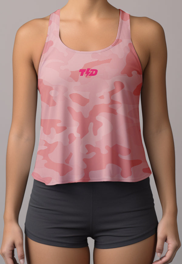 LSD90 Crop Tank Top Gym Olahraga Lari peach pink camo Td Bolt