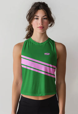 LSD99 Crop Tank Top Lari Running Crossfit Hijau Pink Solidaritas Td Bolt
