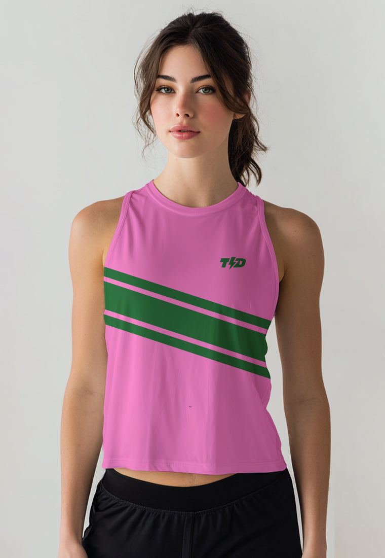 LSE01 Crop Tank Top Lari Running Crossfit Pink Hijau Solidaritas Td Bolt