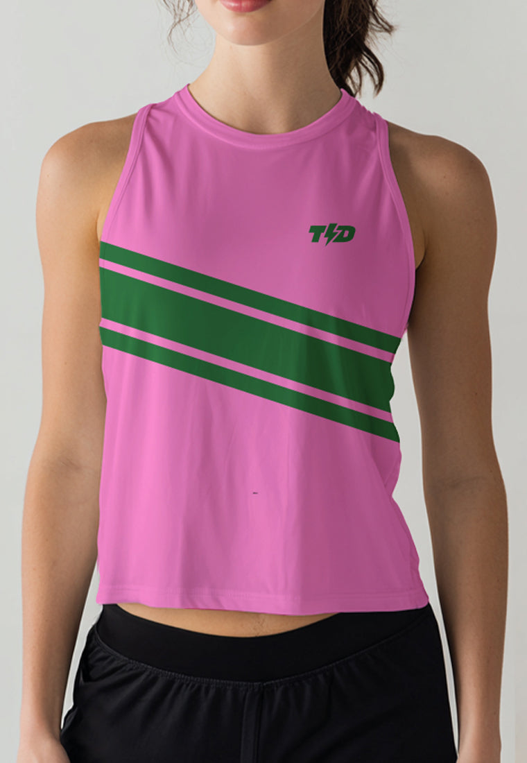 LSE01 Crop Tank Top Lari Running Crossfit Pink Hijau Solidaritas Td Bolt