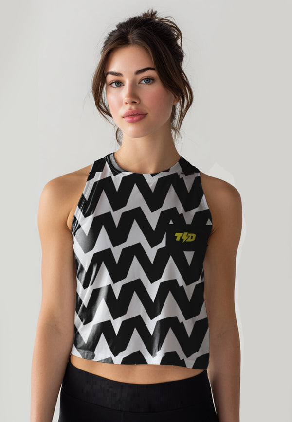 LSE03 Crop Tank Running Lari Wanita SuperAirDryLite Td Bolt "big zigzag"