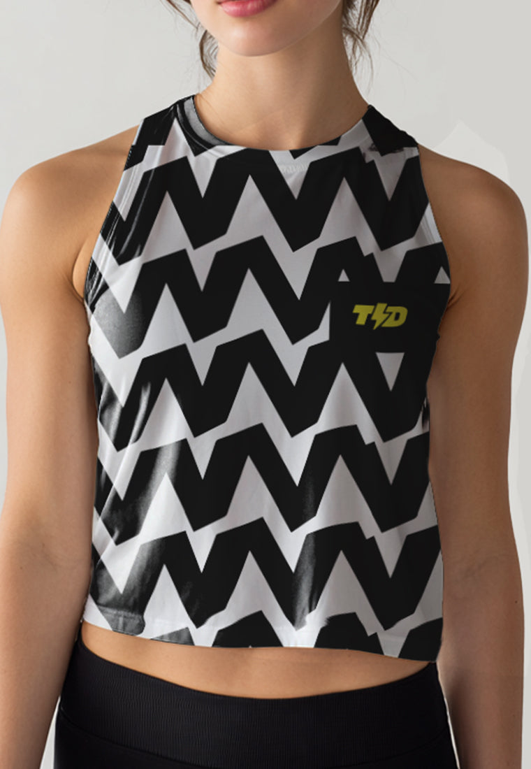 LSE03 Crop Tank Running Lari Wanita SuperAirDryLite Td Bolt "big zigzag"
