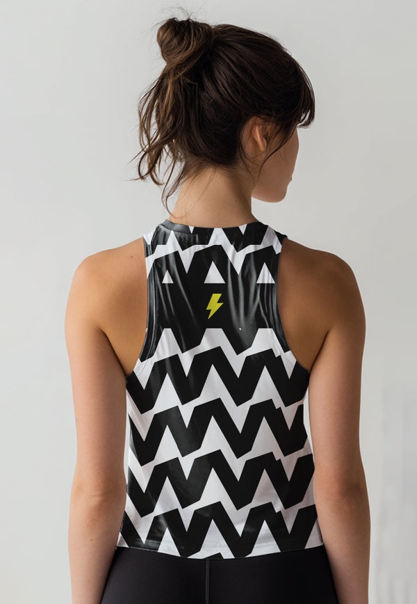LSE03 Crop Tank Running Lari Wanita SuperAirDryLite Td Bolt "big zigzag"
