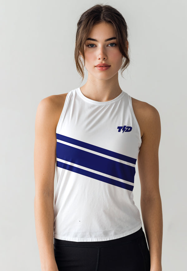 LSE06 Crop Tank 3stripe lucid blue white superairdrylite