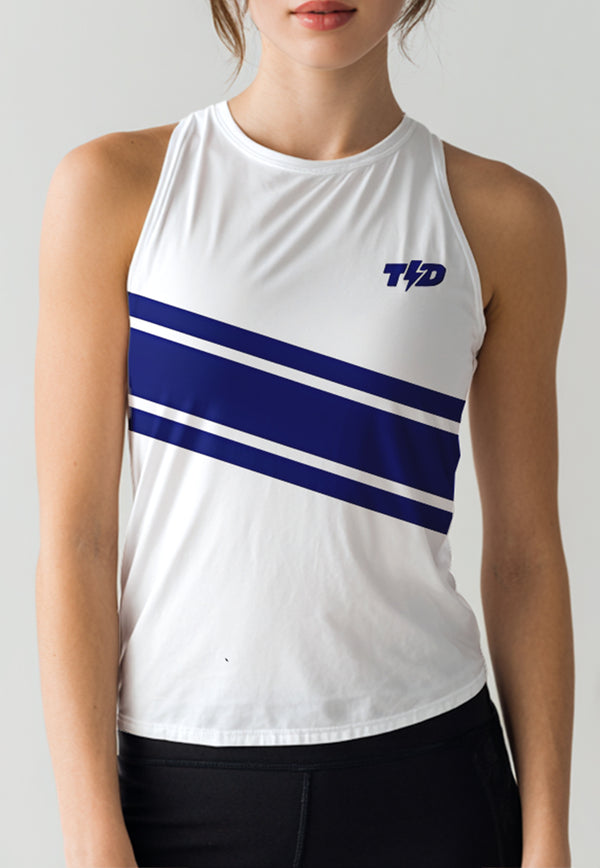 LSE06 Crop Tank 3stripe lucid blue white superairdrylite
